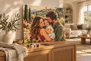 Illustratives Familienmotiv als selbst gemaltes Kunstwerk